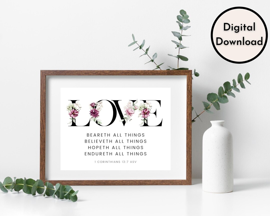 Printable Love Wall Art - DIGITAL Download - Printable Christian Wall Art - 4 by 3 Ratio - 1 ...