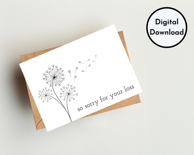 So Sorry for Your Loss Card - DIGITAL Download - Printable Sympathy ...