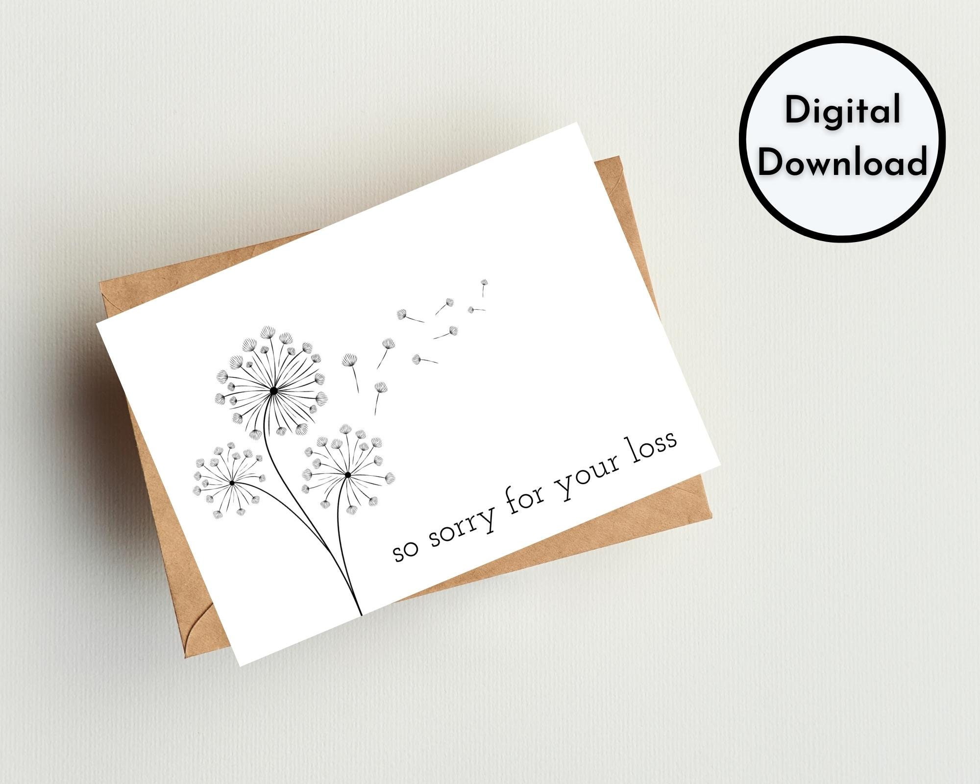 So Sorry for Your Loss Card - DIGITAL Download - Printable Sympathy ...