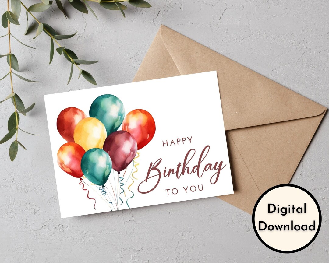 Happy Birthday Card DIGITAL Download Printable Birthday Card Featuring ...