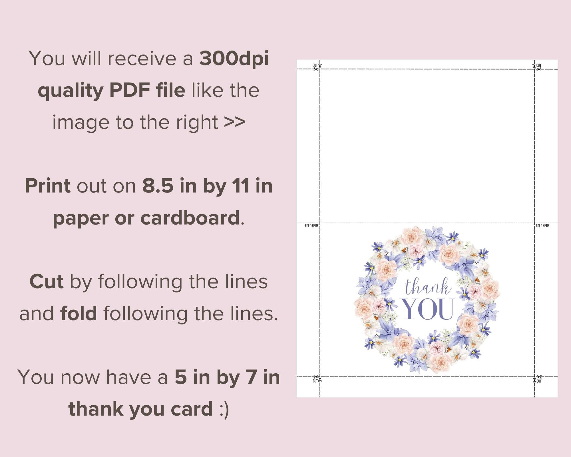 Floral Thank You Card - DIGITAL Download - Printable Thank You Card ...