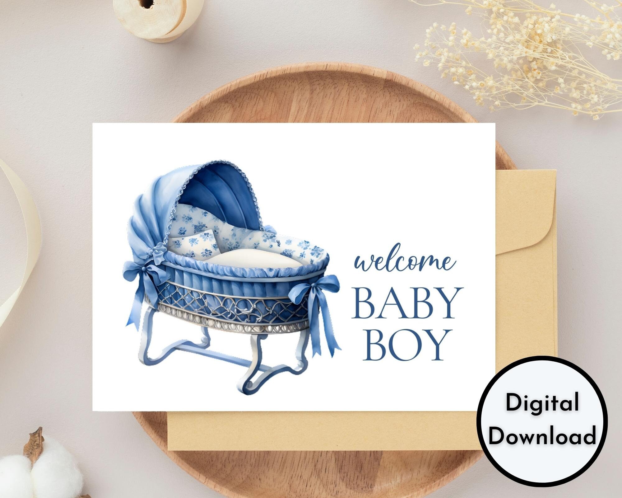 Baby Boy Card DIGITAL Download Printable Baby Boy Card