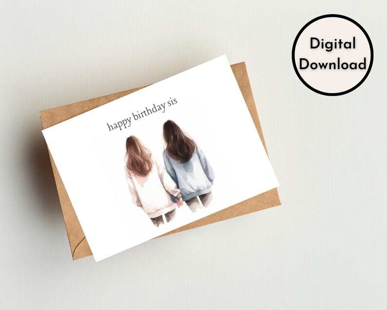 Happy Birthday Sis Card DIGITAL Download Printable Birthday Card ...