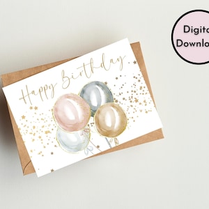 Happy Birthday Card - DIGITAL Download - Printable Birthday Card ...
