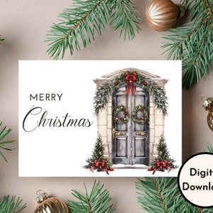 Biglietto di buon Natale - Download DIGITALE - Bellissimo biglietto per porta di Natale stampabile - Casa di Natale - Stampa 8,5 x 11 pollici - Taglia a 5 x 7 pollici