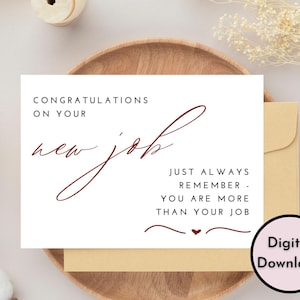 Elegante Glückwünsche zu Ihrer neuen Job Karte - DIGITALER Download - Druckbare Elegante Glückwünsche zum neuen Job Karte mit tröstender Affirmation