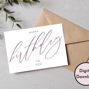 Elegante Geburtstagskarte - DIGITALER Download - Druckbare Elegante Geburtstagskarte - Druckbare Happy Birthday Karte - Druckbare Karte