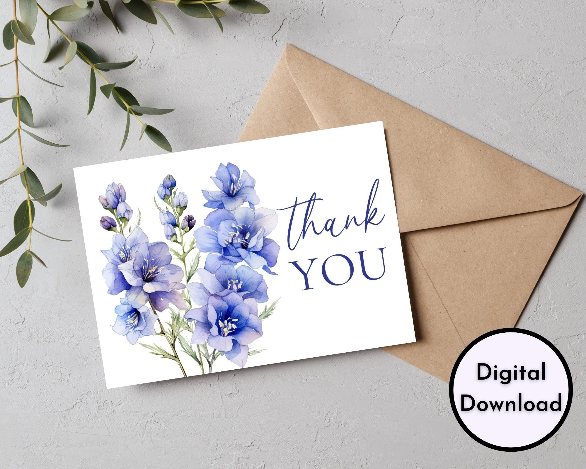 Floral Thank You Card - DIGITAL Download - Printable Thank You Card ...