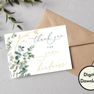 Thank You for Your Kindness Card DIGITAL Download Beautiful Printable ...