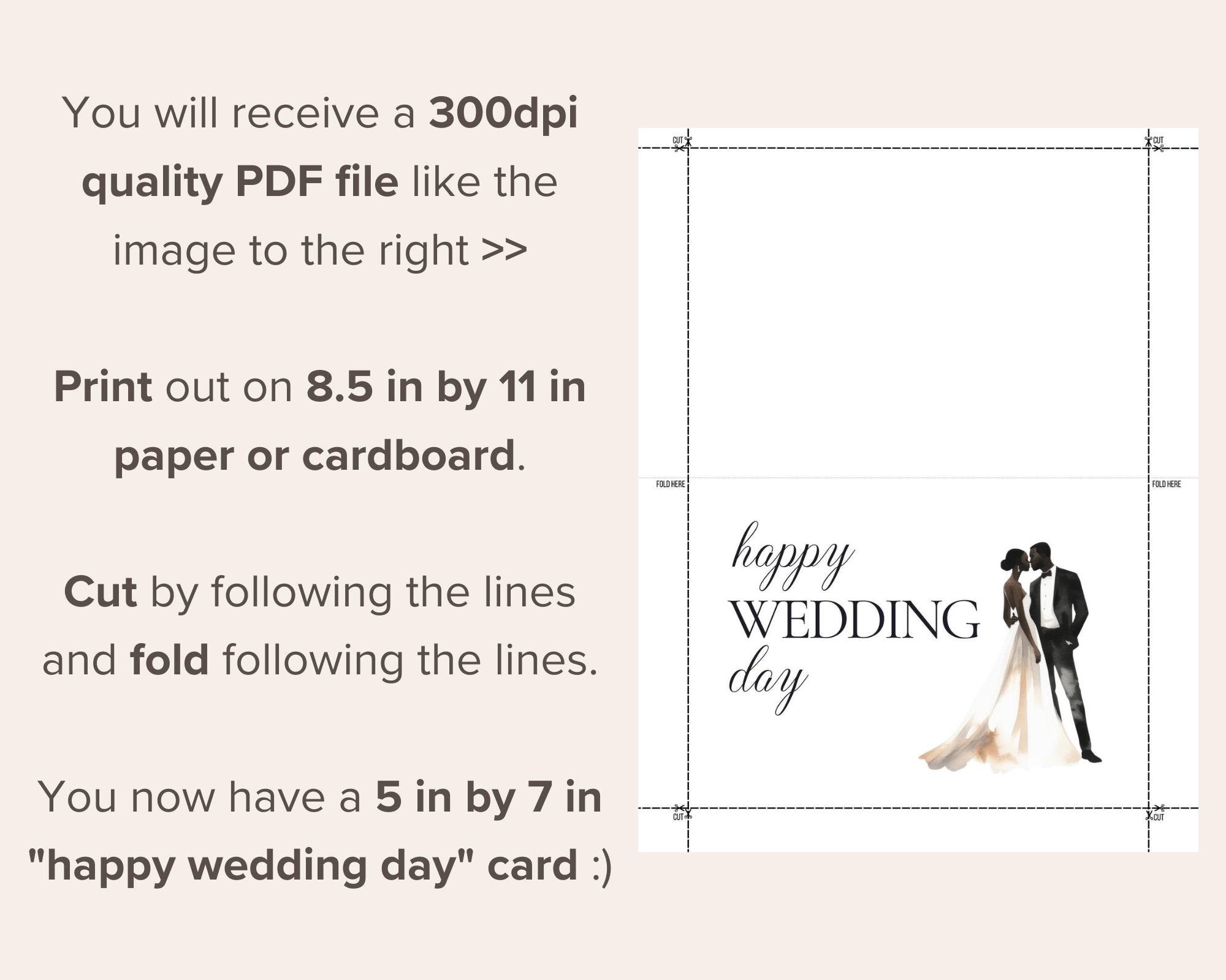 Elegant Happy Wedding Day Card DIGITAL Download Printable Wedding Card ...