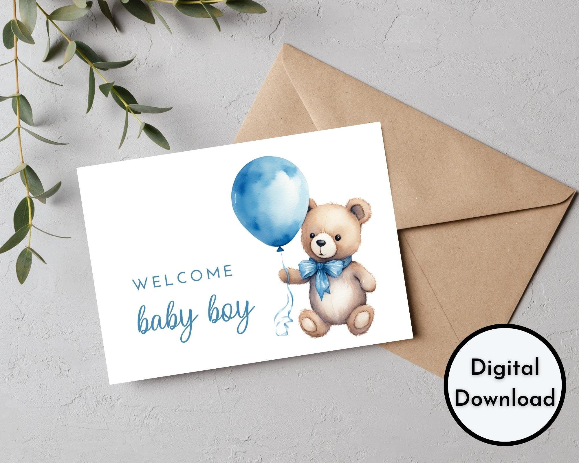 Welcome Baby Boy Card DIGITAL Download Printable Welcome Baby Boy Card ...