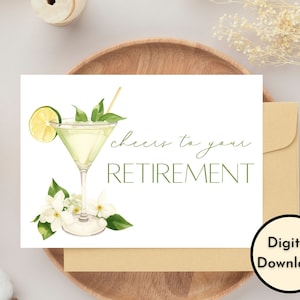 Cheers To Your Retirement Card - DIGITAL Download - Printable Retirement Card Featuring Drink - Printable Happy Retirement Card