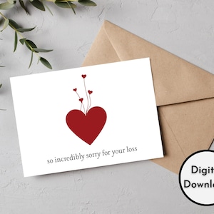 Es tut mir so unglaublich leid für Ihren Verlust Karte - DIGITALER Download - Sympathie Beileid Karte - Druck 8,5 x 11 Zoll - Geschnitten auf 5 x 7 Zoll