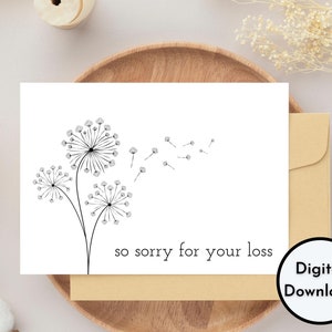 Désolé pour votre perte - téléchargement numérique - carte de sympathie imprimable - carte de condoléances - impression 8,5 po. par 11 po. - coupé à 5 po. par 7 po.