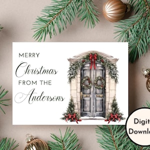 Tarjeta de Feliz Navidad personalizada - Descarga DIGITAL - Hermosa tarjeta de puerta de Navidad imprimible - Imprimir 8,5 pulgadas por 11 pulgadas - Cortar a 5 pulgadas por 7 pulgadas