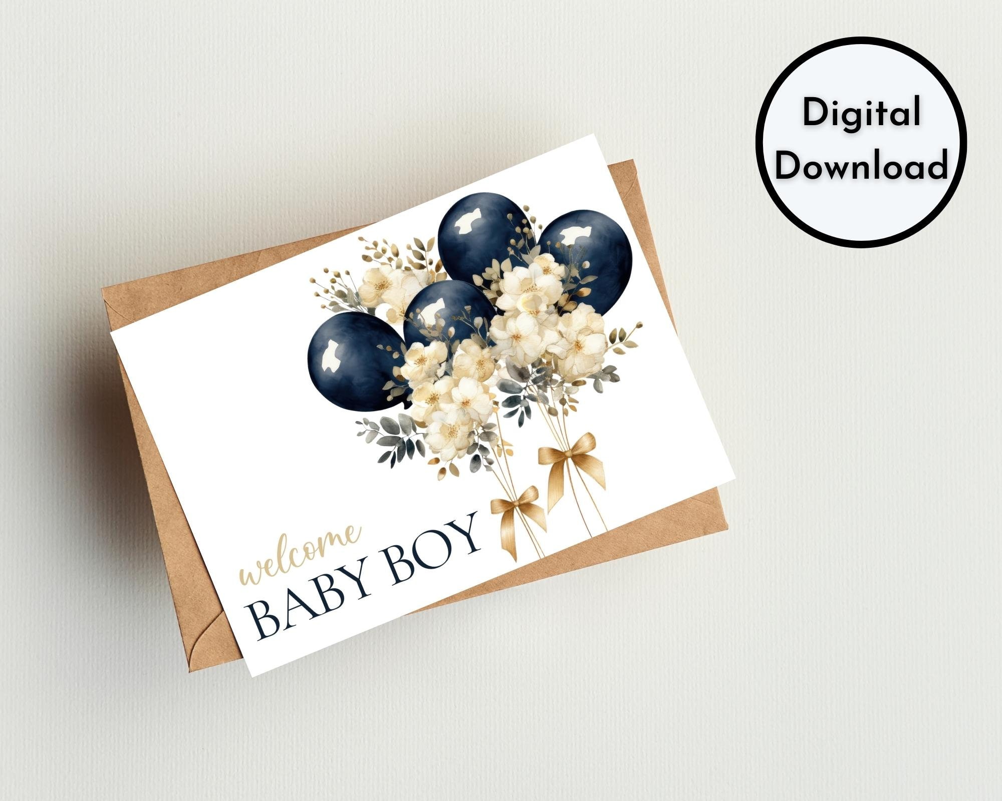 Welcome Baby Boy Card DIGITAL Download Printable Welcome - Etsy
