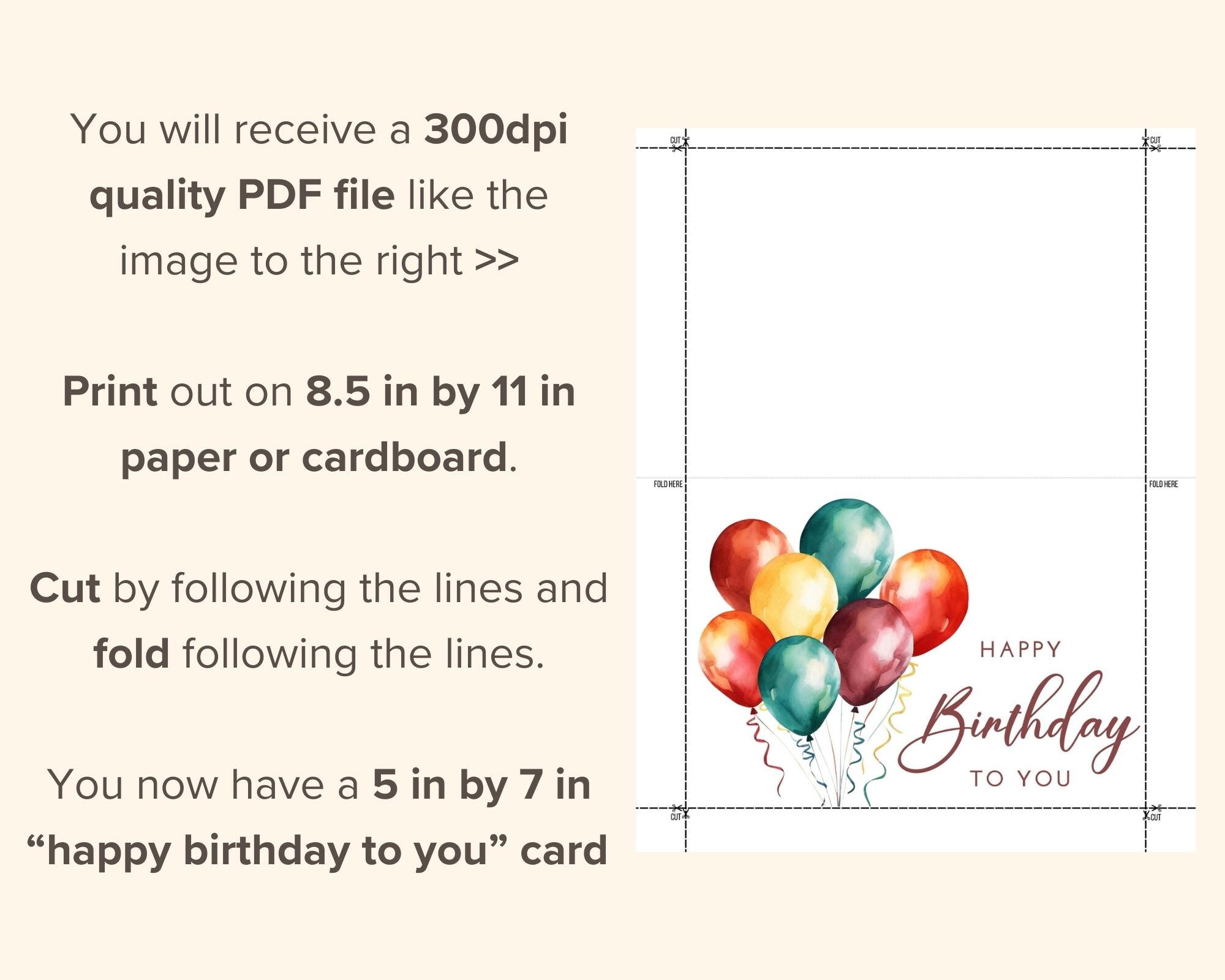 Happy Birthday Card DIGITAL Download Printable Birthday Card Featuring ...