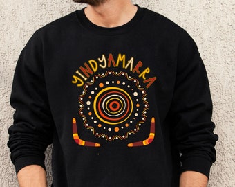 Felpa australiana, maglione progettato dall'arte indigena, camicia Yindyamarra, regalo australiano, felpa australiana indigena, maglione aborigeno