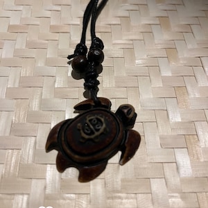 Hawaiian, Māori, & Polynesian Necklace With Honu Turtle, Maui Hook, Koa Beads, and Adjustable Leather Strap