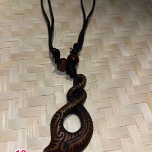 Hawaiian, Māori, & Polynesian Necklace With Honu Turtle, Maui Hook, Koa Beads, and Adjustable Leather Strap