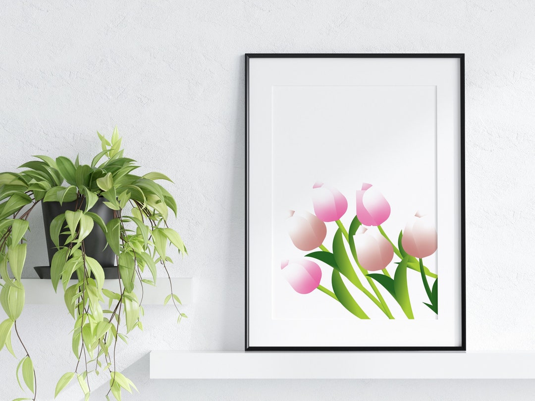 Blush Pink Tulip Print Spring Printable Wall Art Botanical Art Print ...