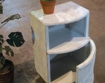 23×15 Bowfront VTG Wicker Cabinet Door Nightstand Mid Century Lloyd Loom Era