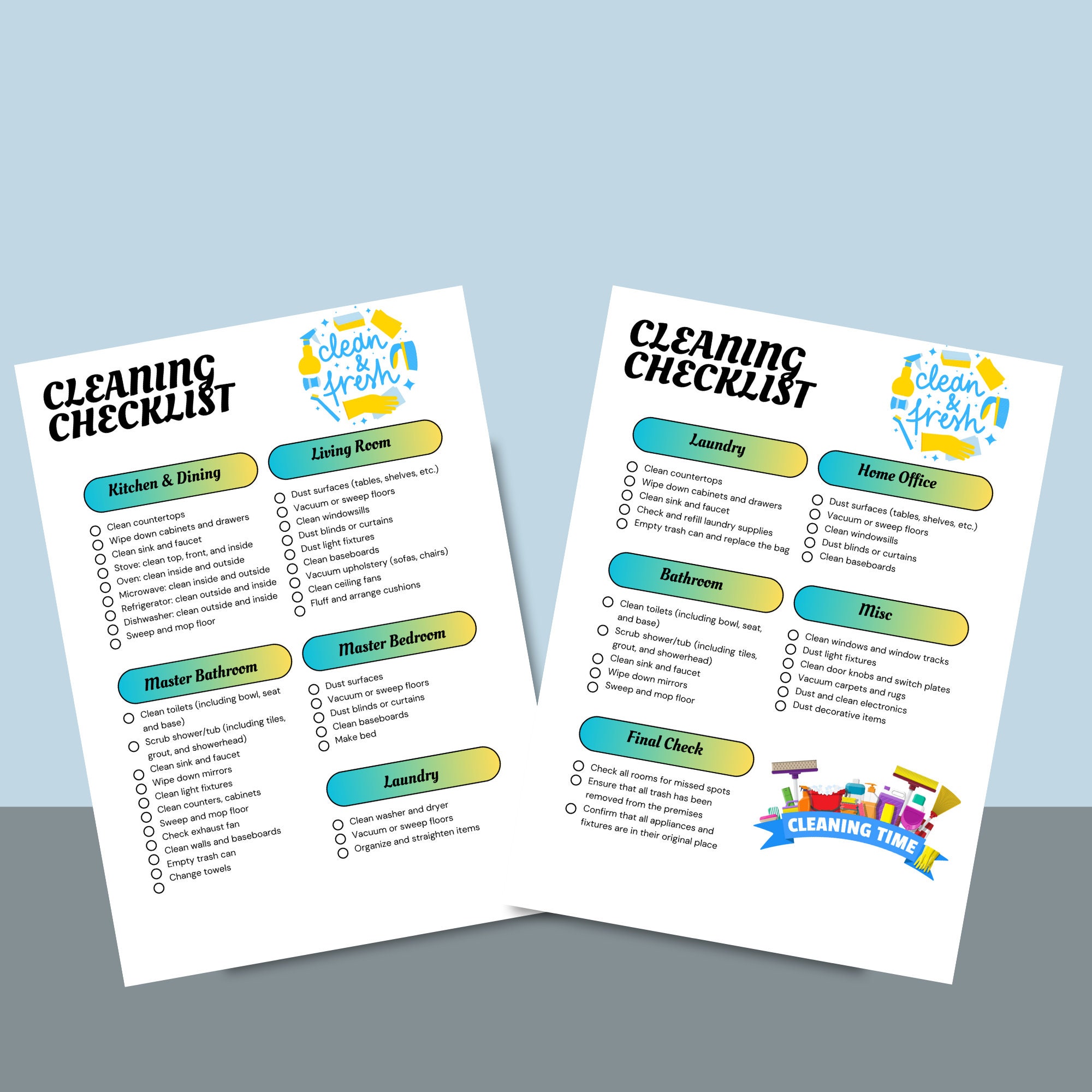 Printable Cleaning Checklists Bundle: Cleaning Planner PDF - Etsy