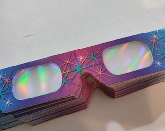 Diffractie regenboog vuurwerk psychedelisch karton topkwaliteit glazen 10 stuks