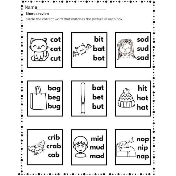 Phonics Review Package - CVC short vowel words review- NO PREP needed
