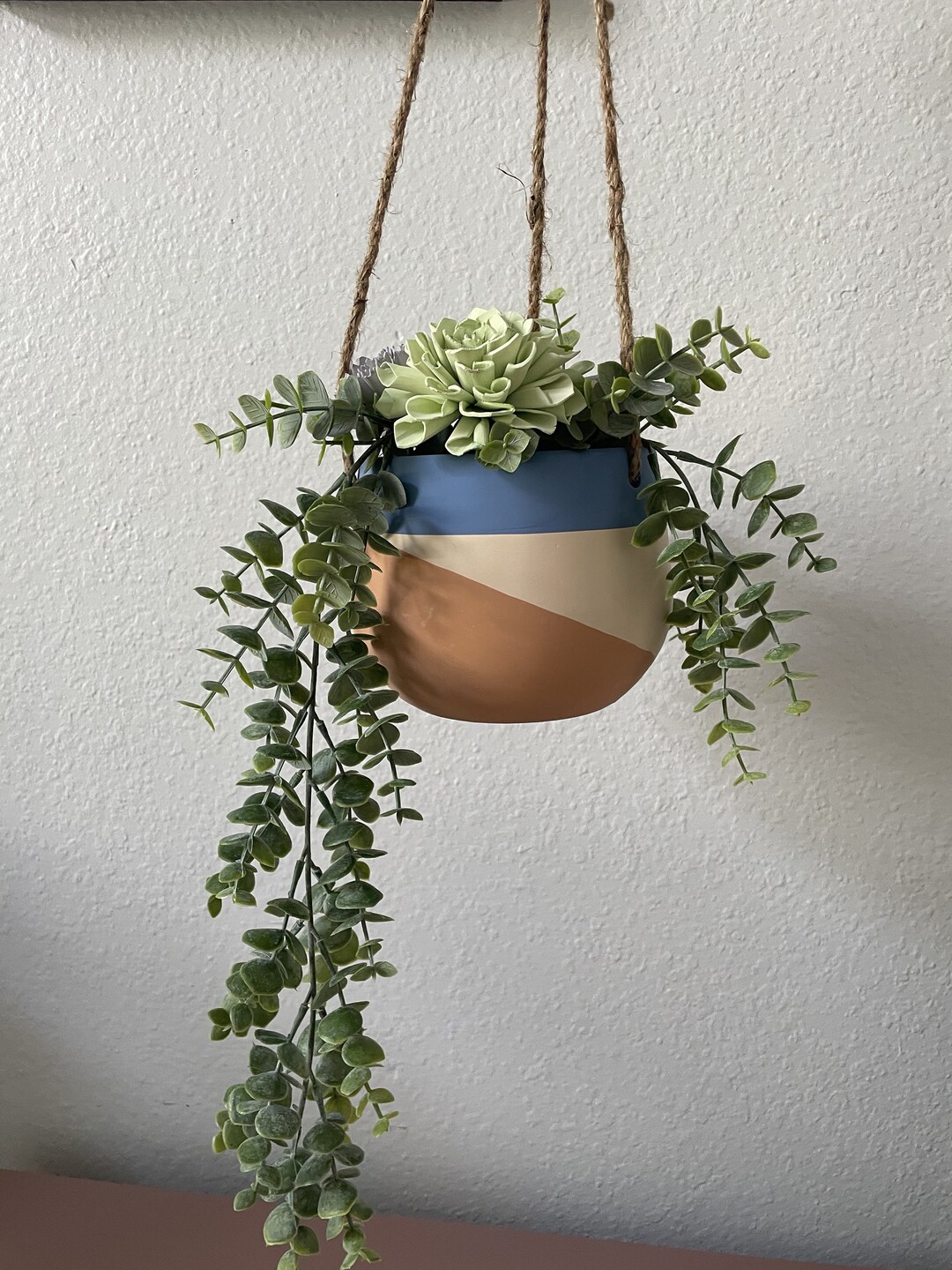 Wood Flower Hanging Planter Etsy