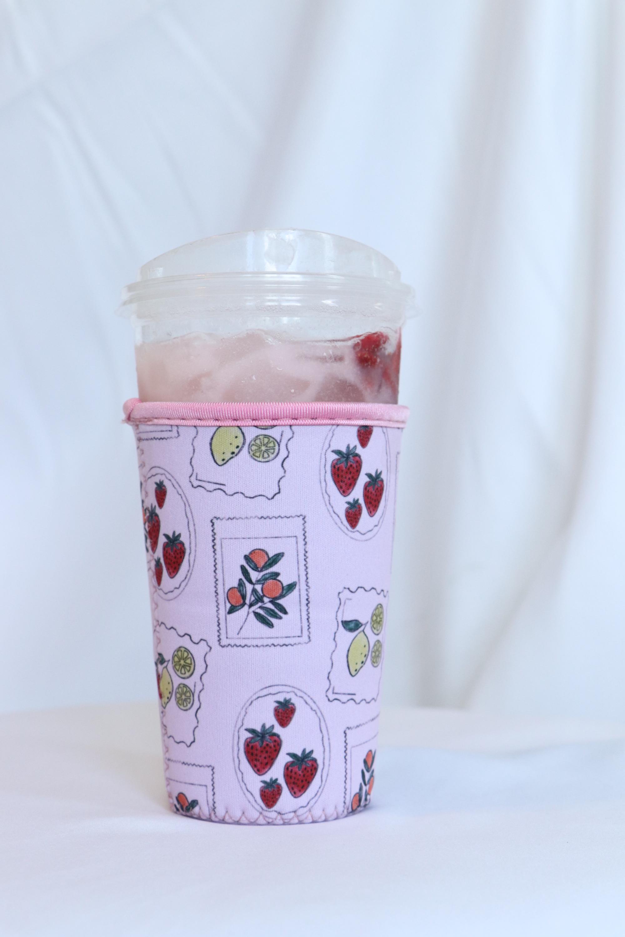 Fruit Stamped 20-22 oz. Antique Postage Summer Iced Drink Sleeve