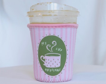 My Cup Overflows 16-18 oz. Iced Drink Sleeve Christian Design