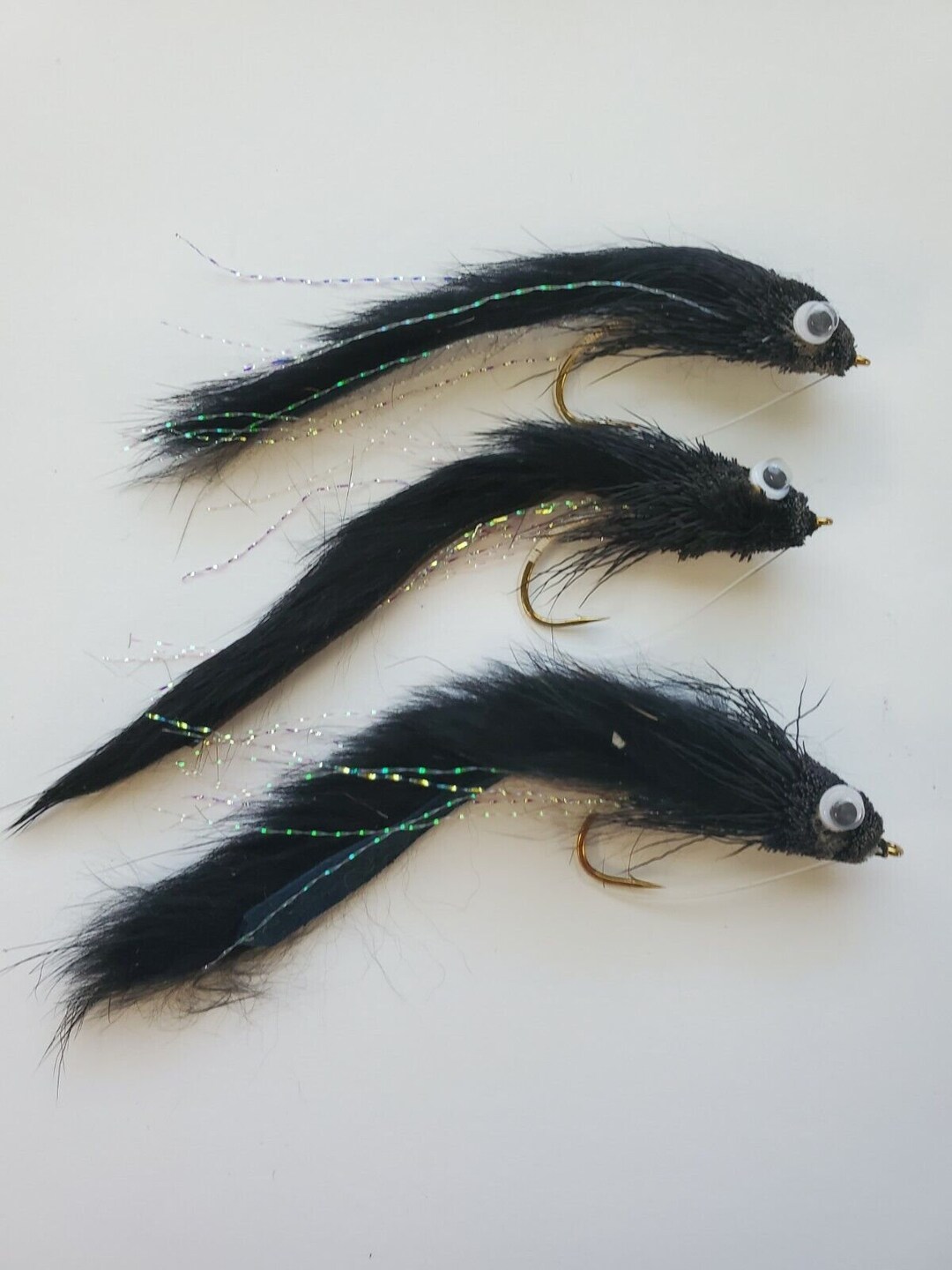 3 Fly Fishing Basspiketrout Top Water Black Deer Hair Fly Etsy