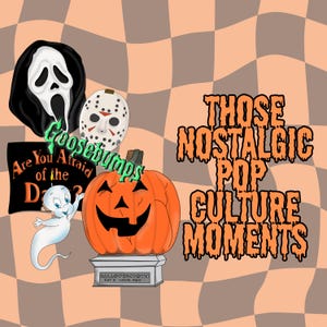 90s Halloween pop culture clipart | Goosebumps, Casper, Jason mask, Scream ghost mask, Are You Afraid of the Dark digital PNG stickers