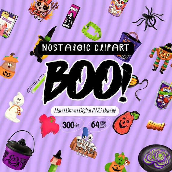 90s Y2K Halloween Clipart Bundle: Retro Spooky PNGs (Digital Download)