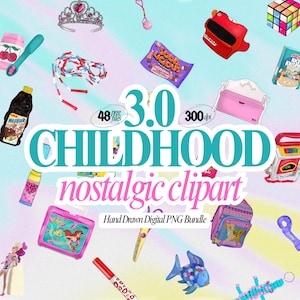 Nostalgic 90s Clipart Bundle PNG | Retro Hand Drawn Digital Stickers for GoodNotes Planners Scrapbooking Crafts | Instant Download File