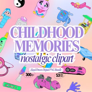 Nostalgic 90s 00s Digital Clipart Bundle | Retro HandDrawn Stickers | Instant Download PNG | Planner Art DIY Stickers by Neurodiverse Artist