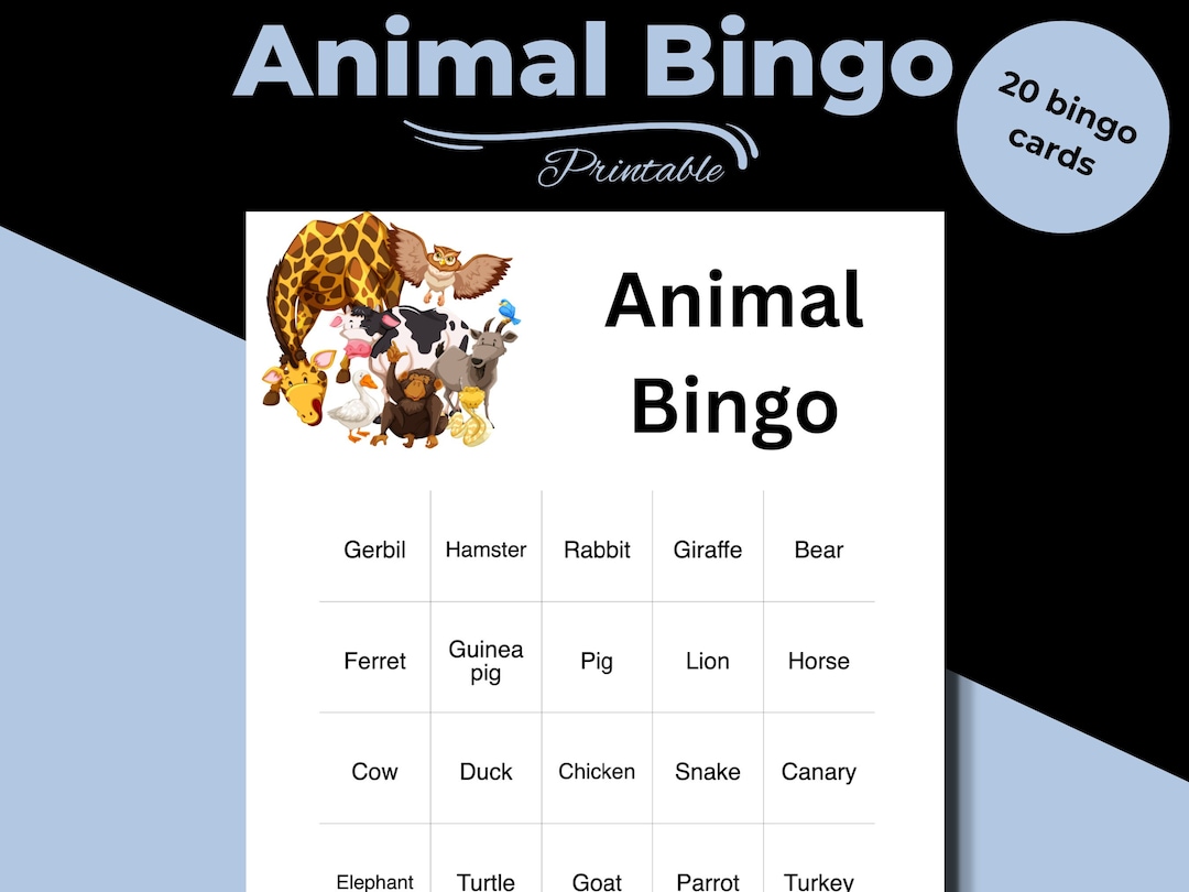 Animal Bingo Printable Animal Bingo Cards Game for Kids Printable Bingo