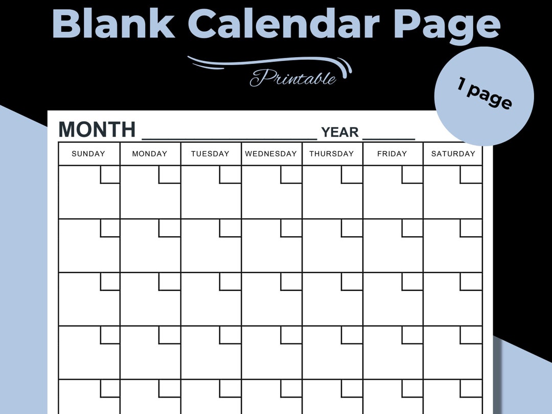 Blank Calendar Page Blank Monthly Calendar Calendar Printable Calendar ...
