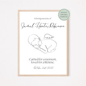 Customisable angel baby print - Miscarriage Keepsake / Infant Loss / Pregnancy Loss / Stillborn Remembrance / Personalised Memorial print