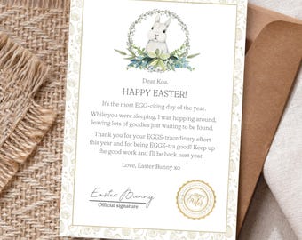 Editable Letter from the Easter Bunny, Instant Download, Kids Easter Printable, Custom name Bunny letter