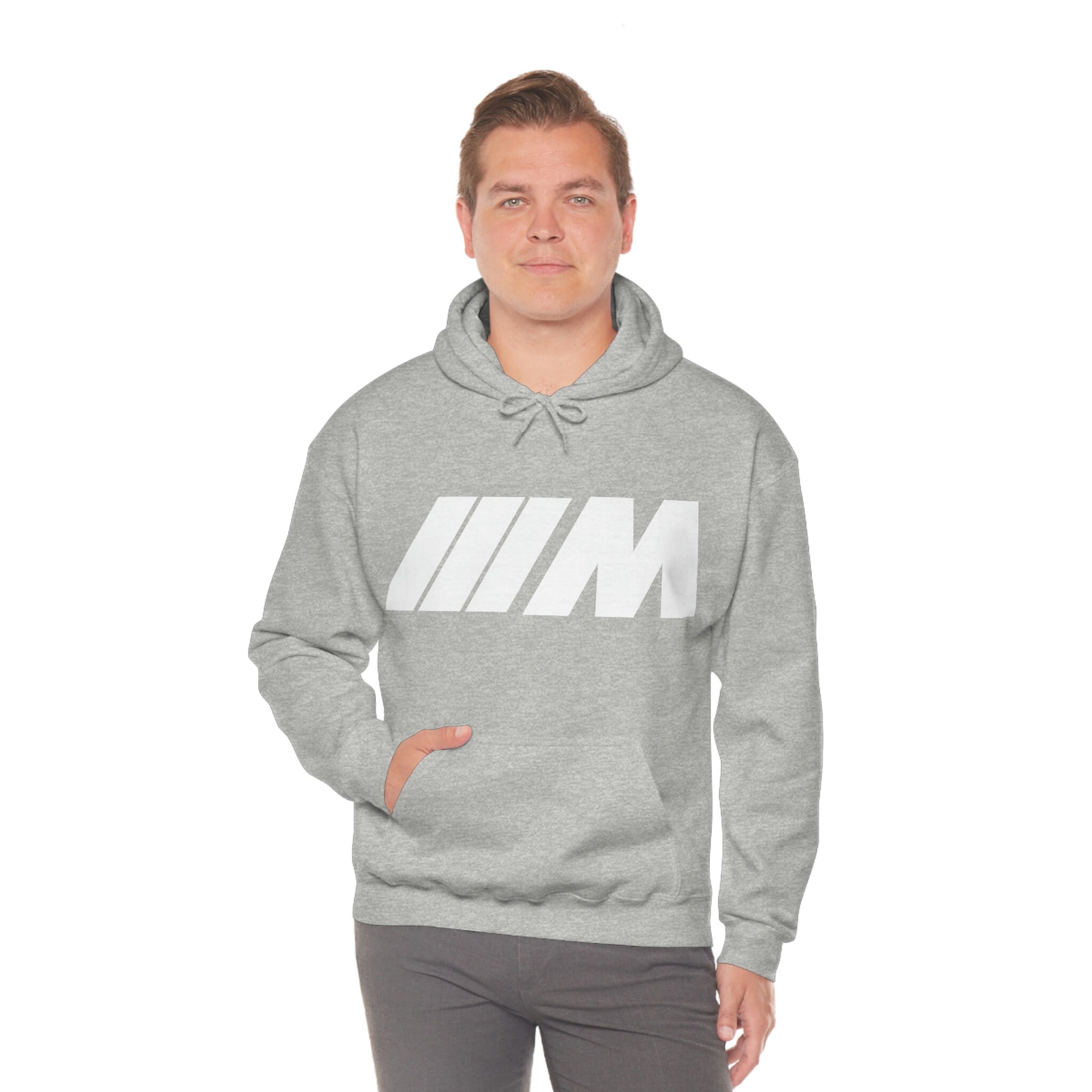 Men's BMW M Performance Logo Hoodie Grey BMW Sweatshirt Car Guy