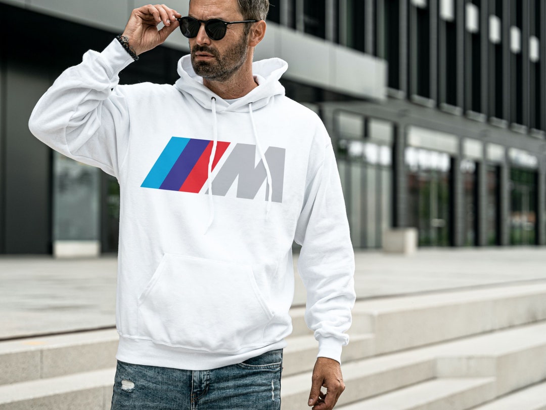 Men's BMW M Performance Logo Hoodie White BMW Sweatshirt Bmw Gift 