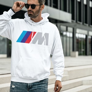 Men's BMW M Performance Logo Hoodie || White BMW Sweatshirt || Bmw Gift