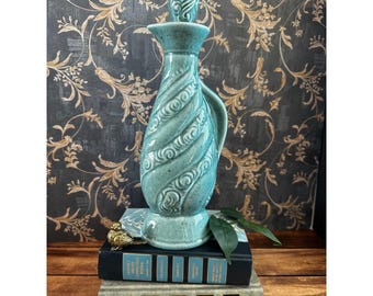 Vintage 1968 Beam Decanter Turquoise Swirl Regal China w Stopper