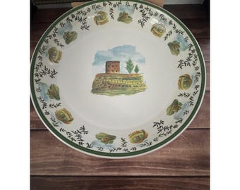 Bol italiano pintado a mano de 38 cm, frutero Tuscan Villa, hecho en Italia.