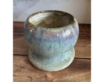Vintage 1977 signierte Studio Keramik Blau Lila Tropfglasur
