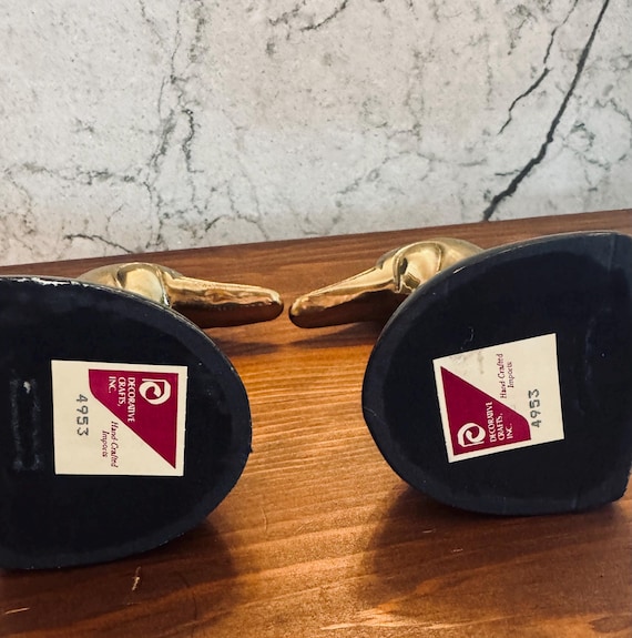 ヴィンテージ装飾工芸品 真鍮製ダックヘッドブックエンド（ブラック