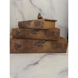 Vintage Faux Book Storage Boxes, Crown Design, Hidden Compartment Decor