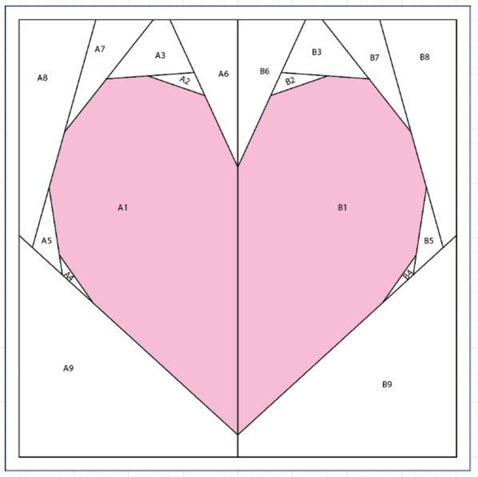 Simple FPP Heart Quilt Block Pattern for 8